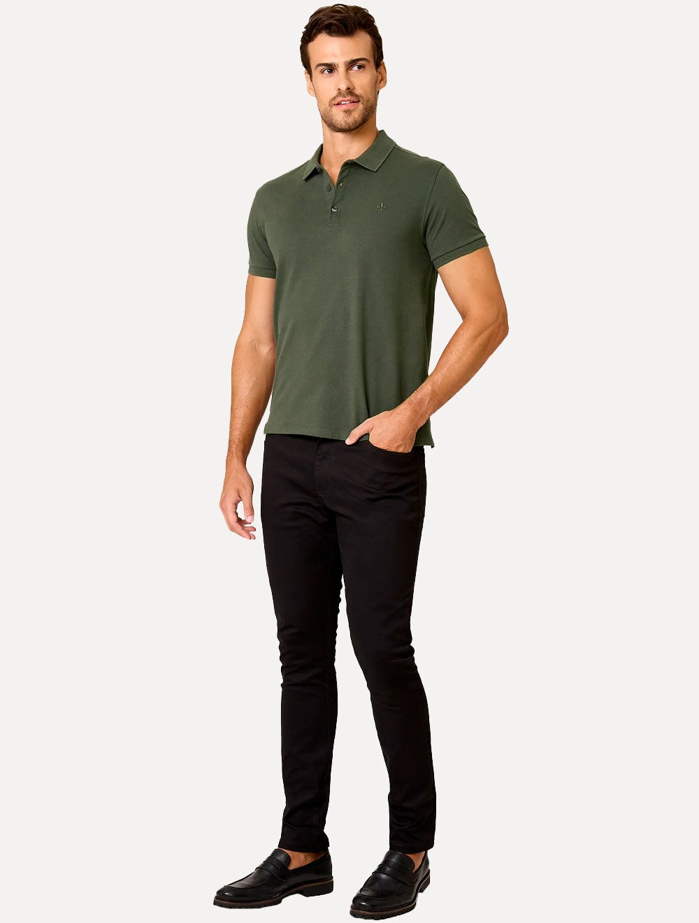 Polo Dudalina Piquet Essentials Cotton Basica Modal Verde Militar