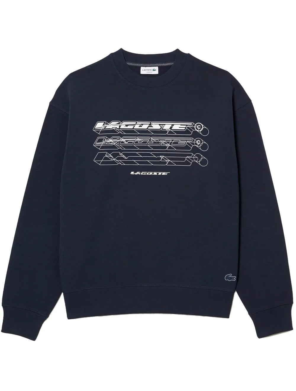 Moletom Lacoste Masculino Crewneck Loose Branded Azul Marinho