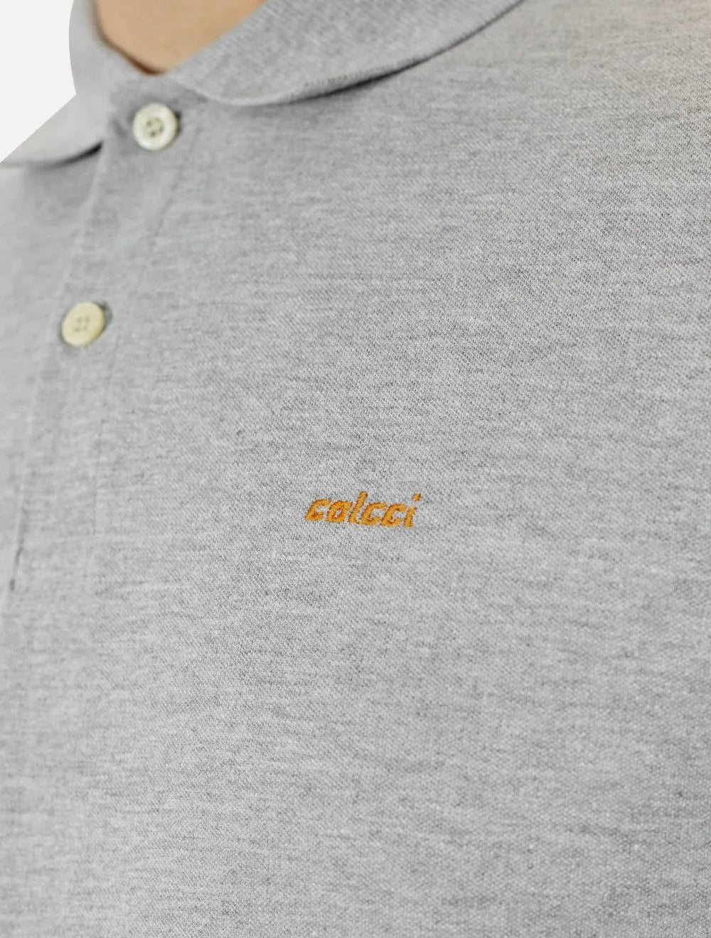 Polo Colcci Masculina Piquet Orange Logo Cinza Mescla Claro