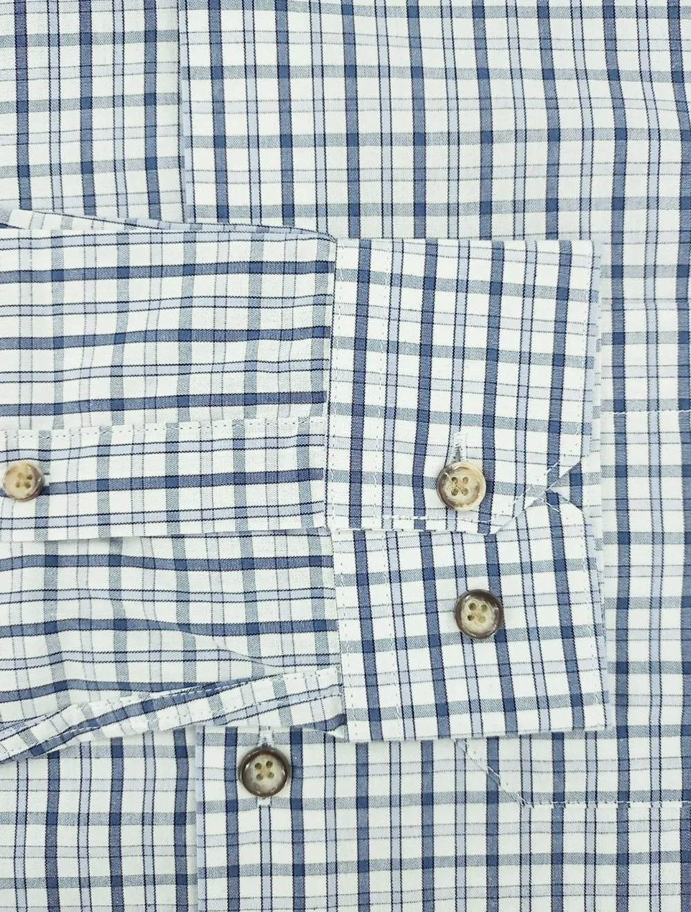 Camisa Aramis Masculina Regular Pocket Tricoline Xadrez Azul/Branca