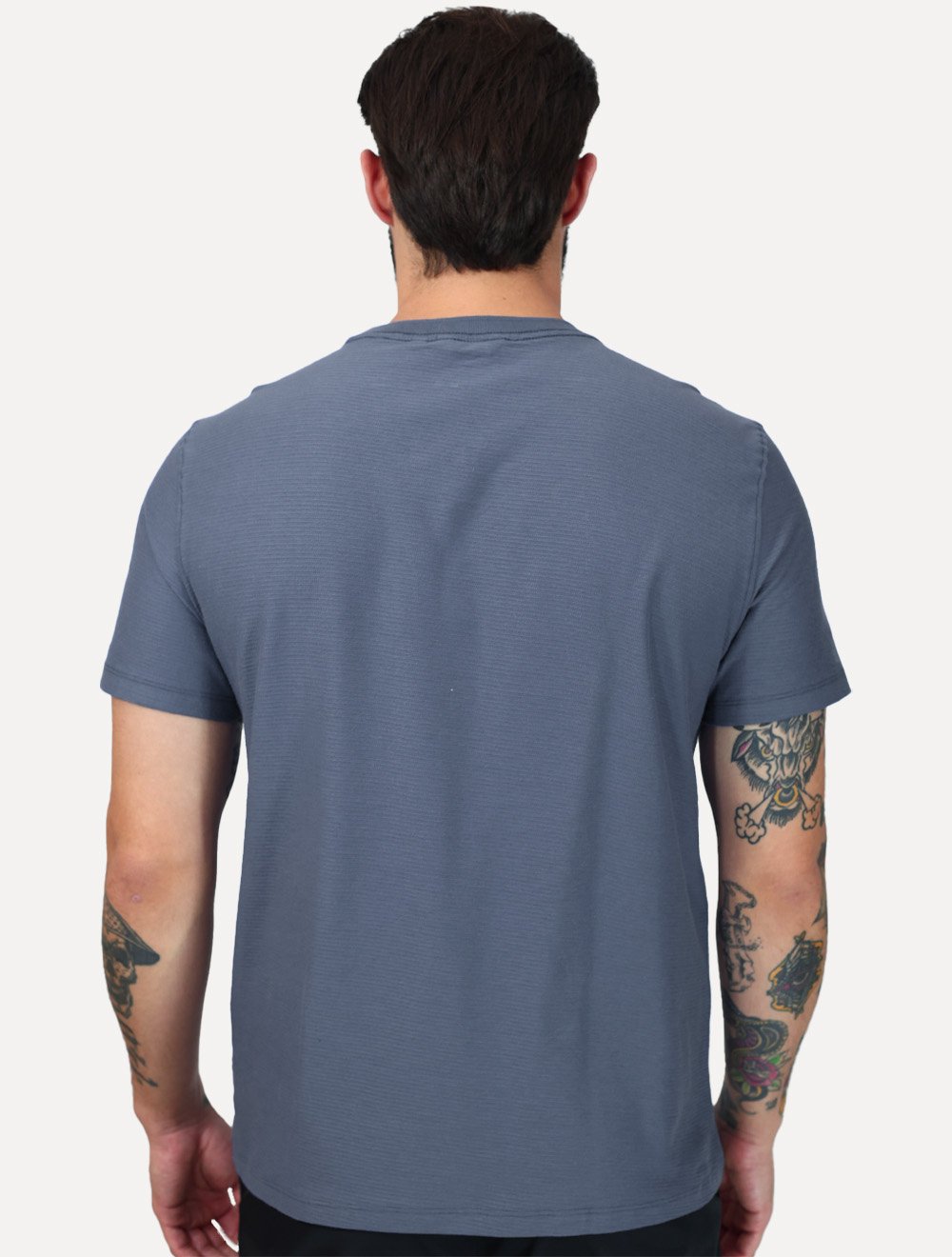 Camiseta Dudalina Regular Fit Jacquard Listras Azul Médio