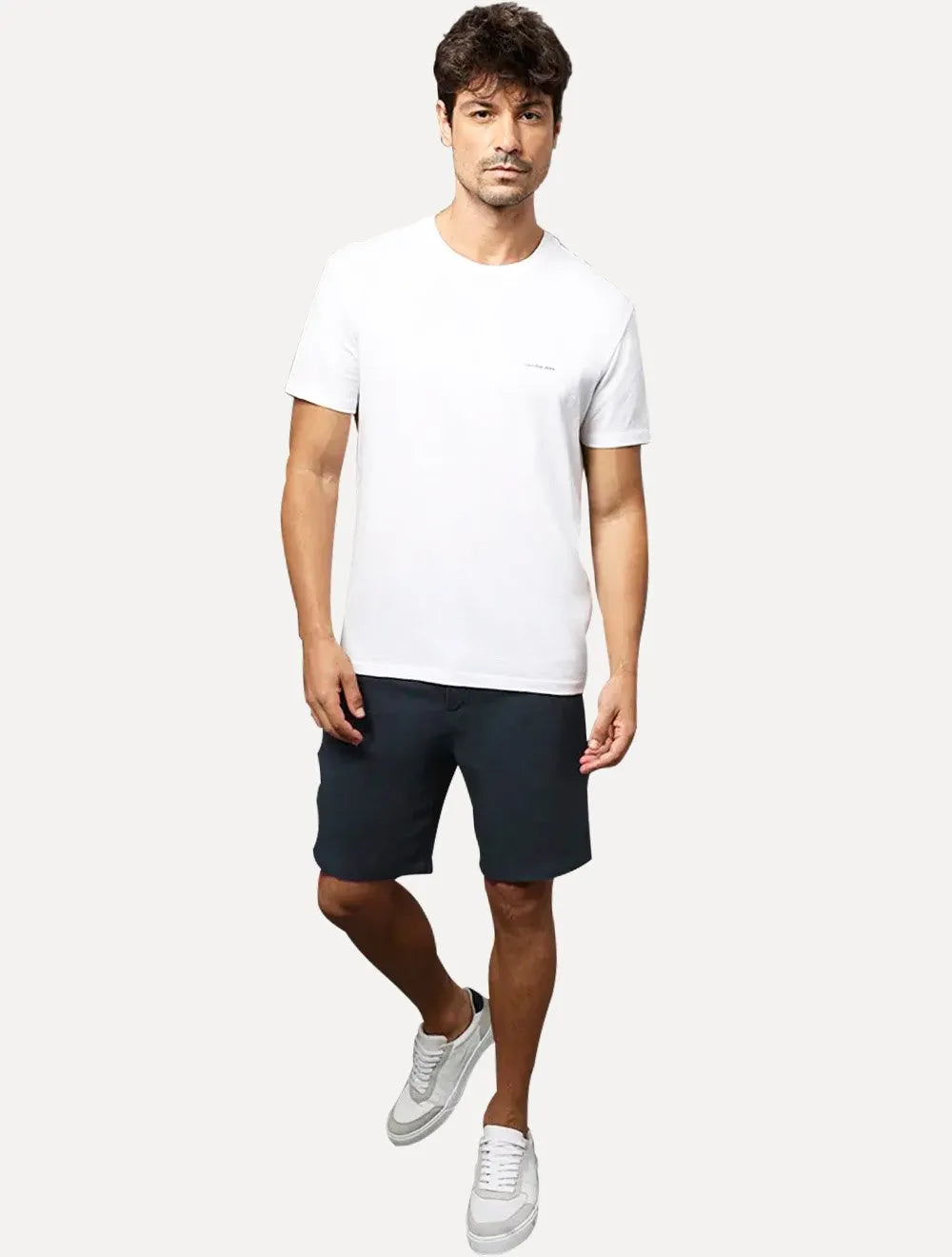 Bermuda Calvin Klein Jeans Masculina Cadarço Linen Azul Marinho