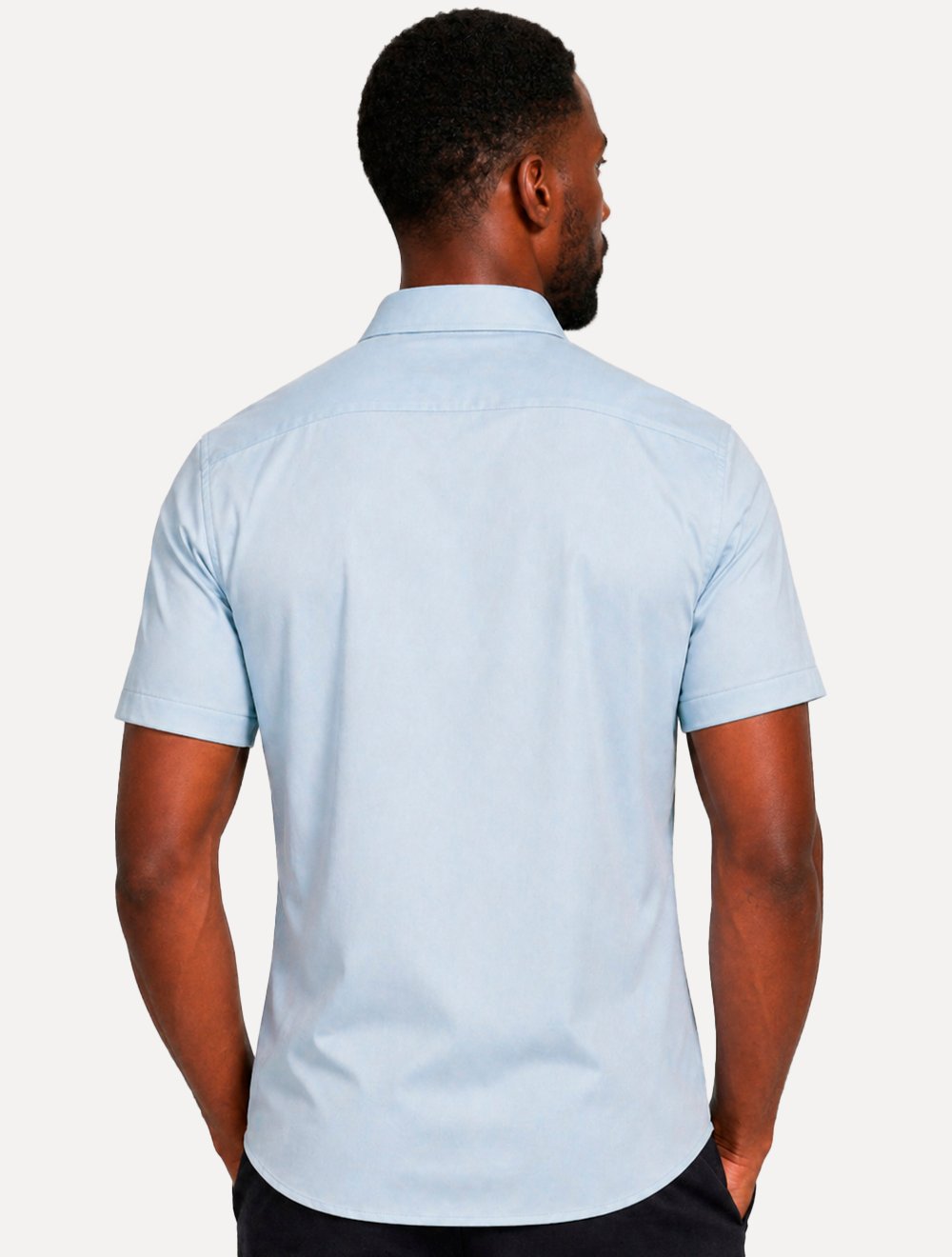 Camisa Aramis Masculina Manga Curta Slim Cetim Hudson Azul Clara