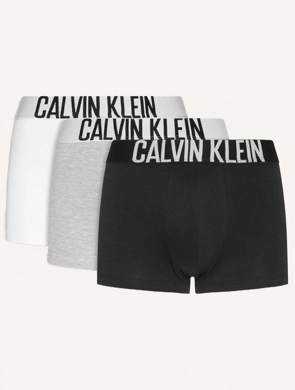 Cueca Calvin Klein Trunk Recycled Intense Power Branca Preta Mescla Pack 3UN
