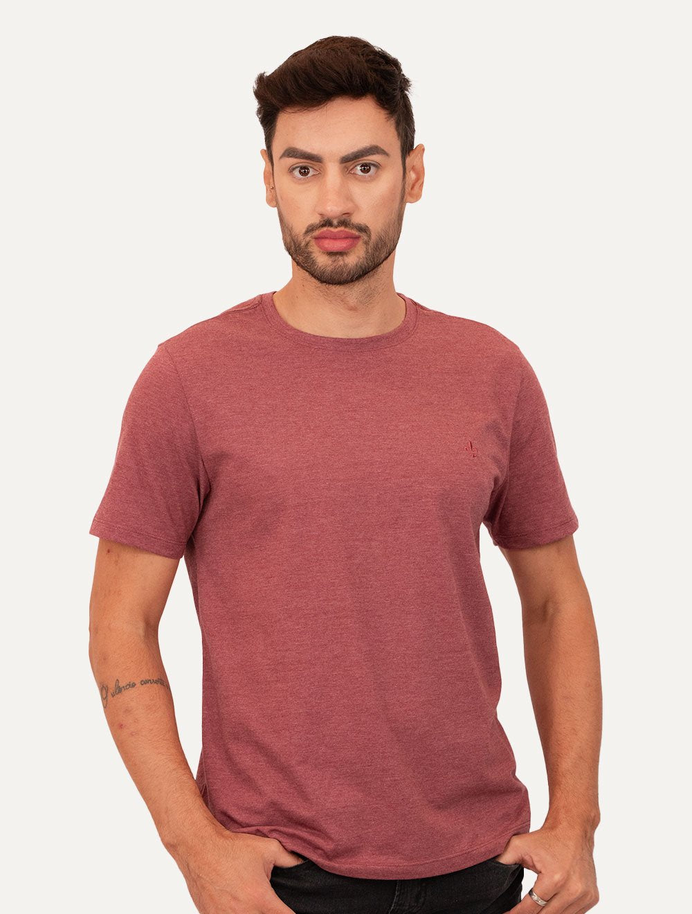 Camiseta Dudalina Masculina Melange Color Vermelho Mescla