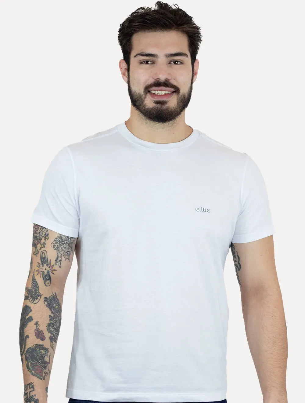 Camiseta Ellus Masculina Cotton Fine Duocolor Classic Branca