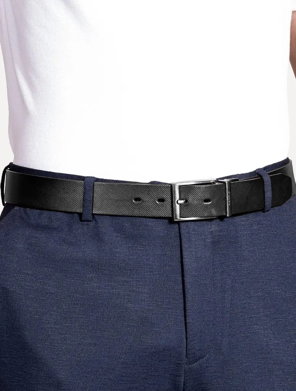 Cinto Aramis Masculino Couro Duplaface Saffiano Café/Preto