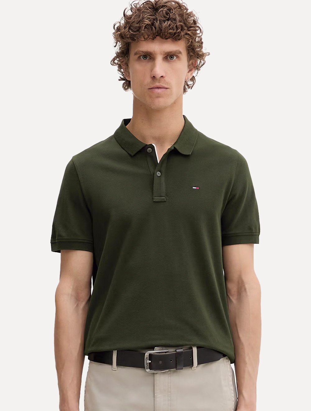 Camisa Polo Tommy Hilfiger Masculina Piquet Regular Placket Verde