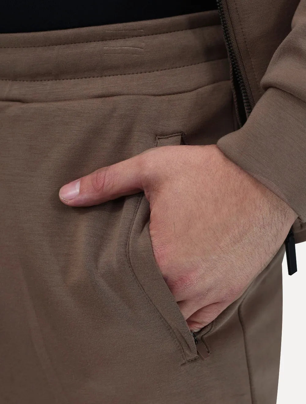 Conjunto Dixen Agasalho Moletom Jaqueta com Zíper Capuz Marrom