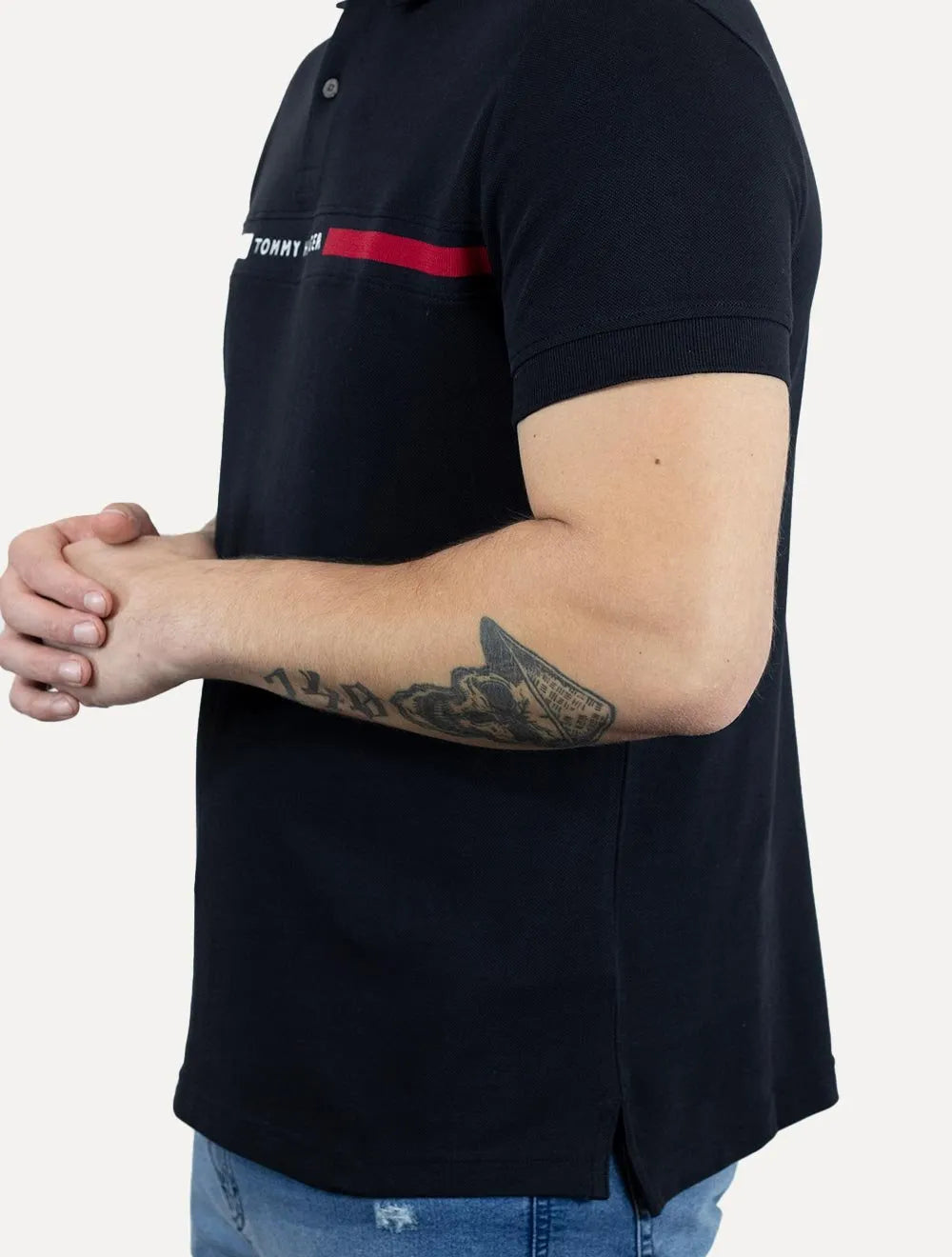 Polo Tommy Hilfiger Masculina Regular Chest Insert Logo Azul Marinho