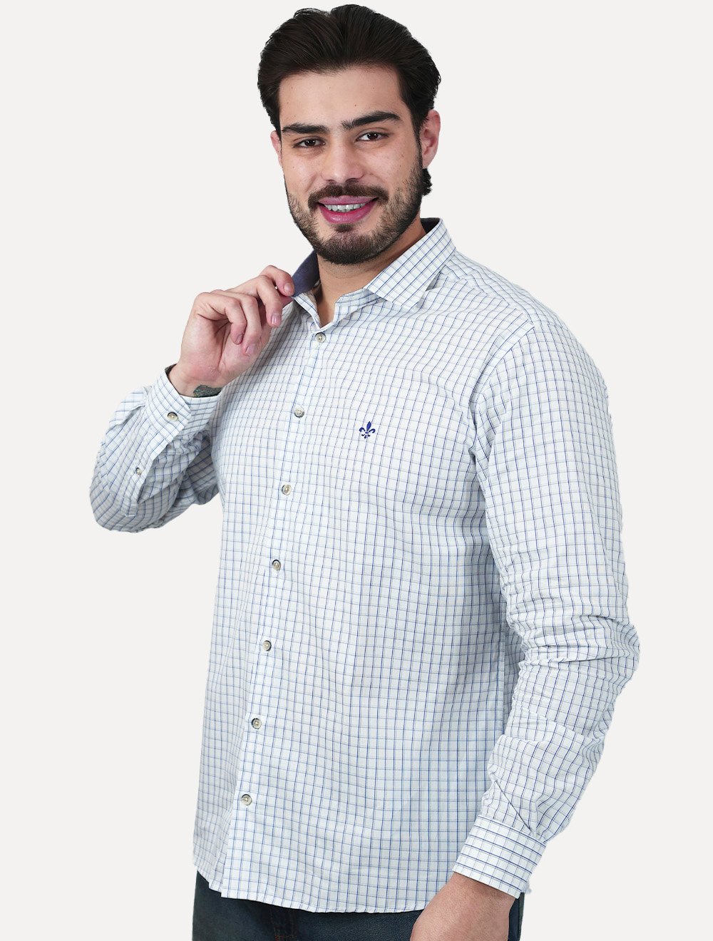 Camisa Dudalina Masculina Slim Fit Superfine Cotton Listrada Azul Claro