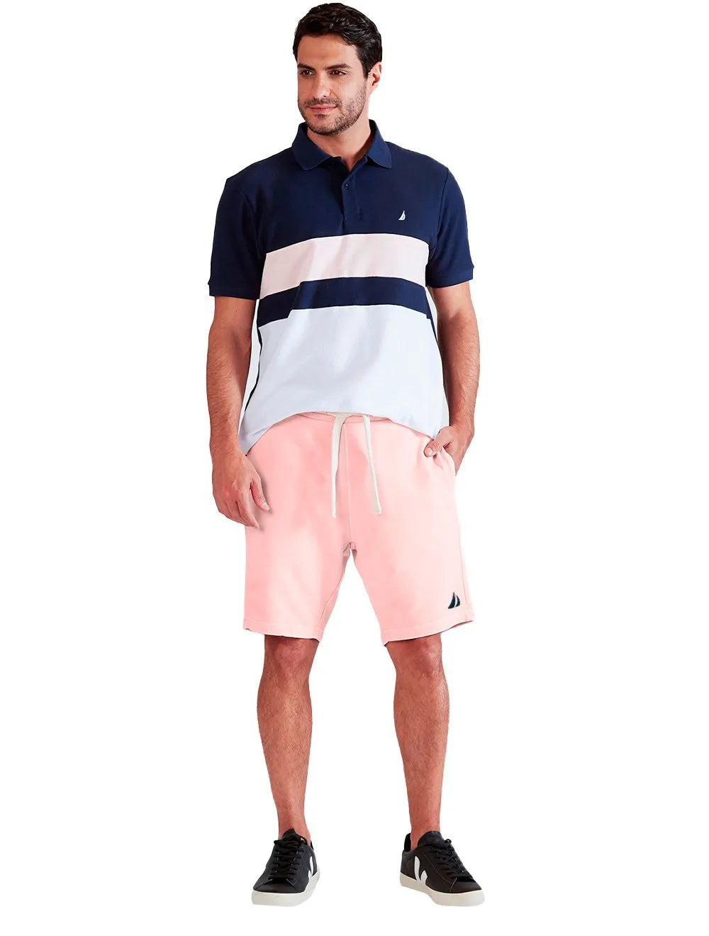 Bermuda Nautica Masculina Moletom Dark Sail Boat Salmão