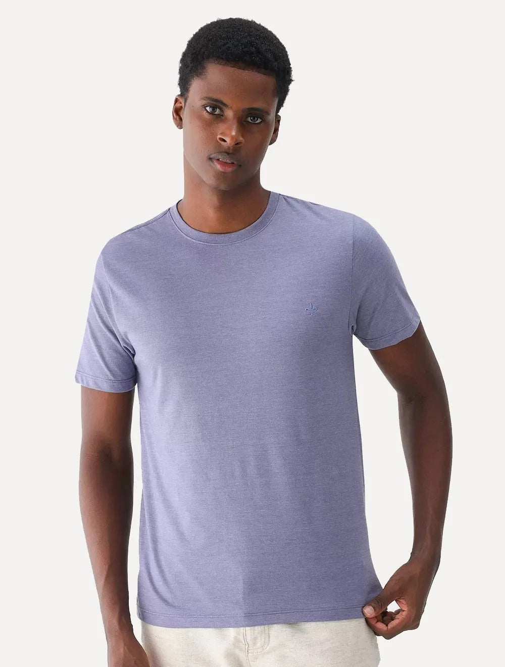 Camiseta Dudalina Masculina Sobretin Melange Azul Mescla