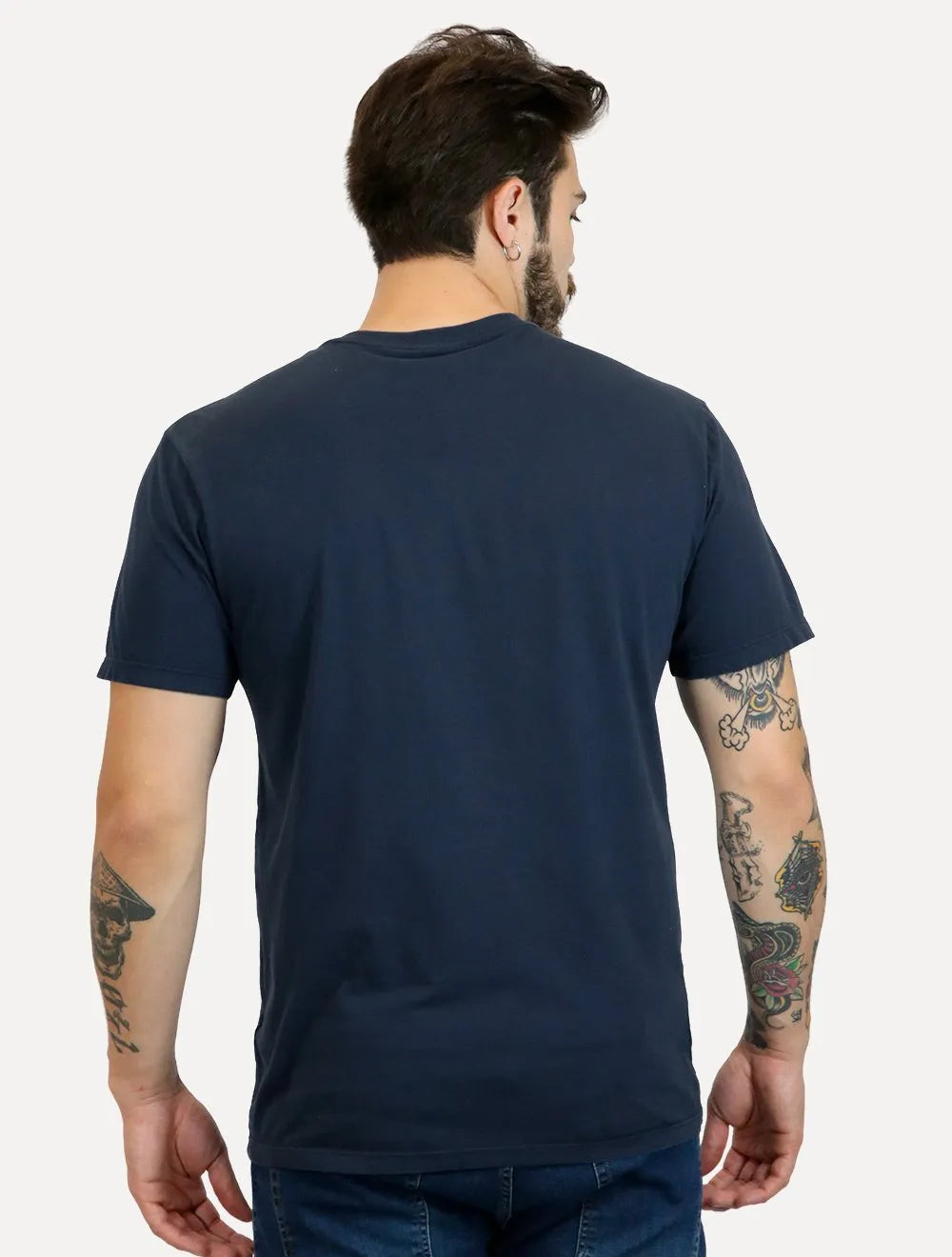 Camiseta Tommy Jeans Masculina Regular C-Neck Flag Azul Marinho