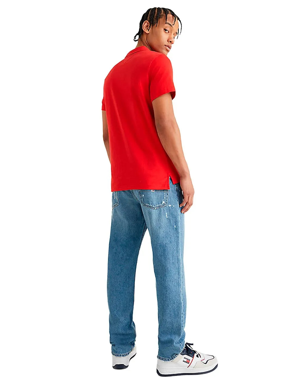Polo Tommy Jeans Masculina Malha Regular Washed Jersey Vermelho Escarlate