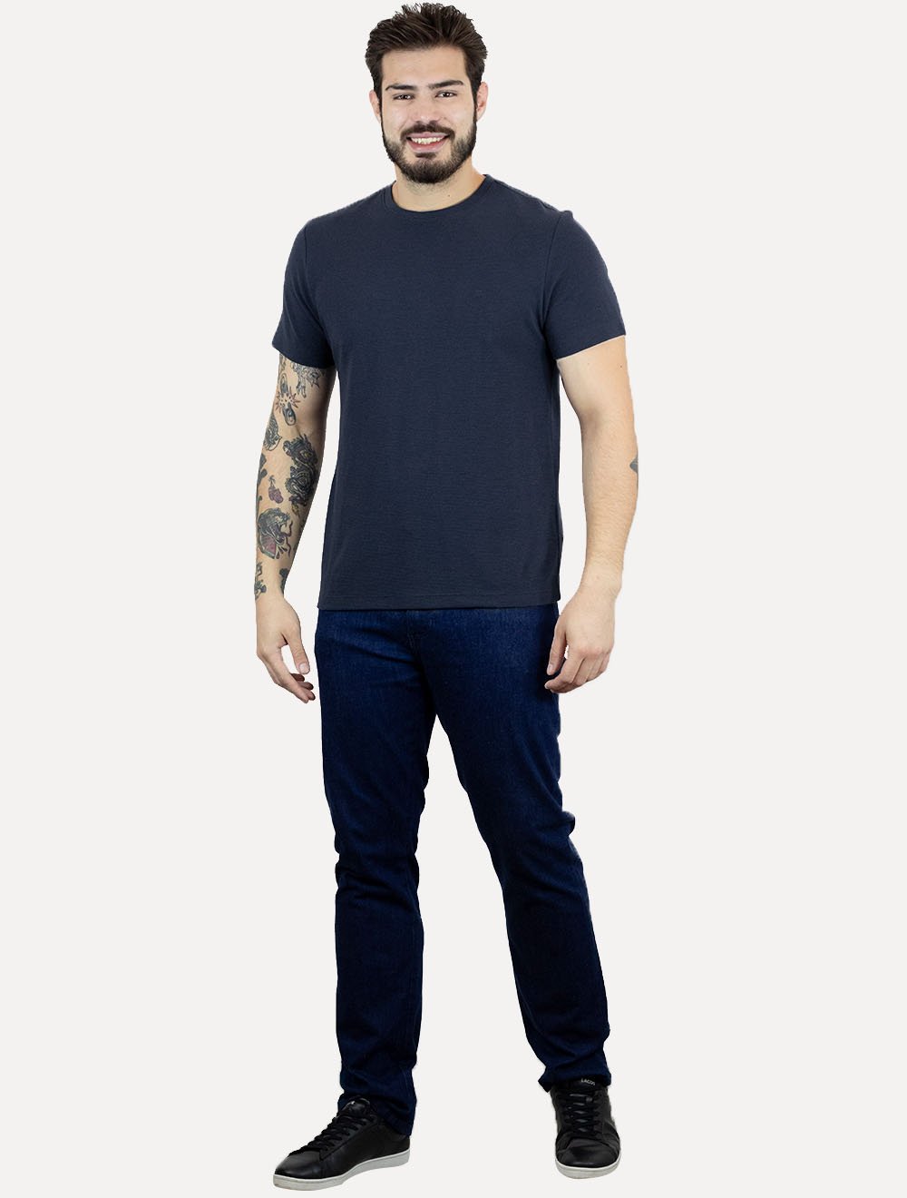 Camiseta Aramis Masculina Regular Textura Ottoman Azul Marinho