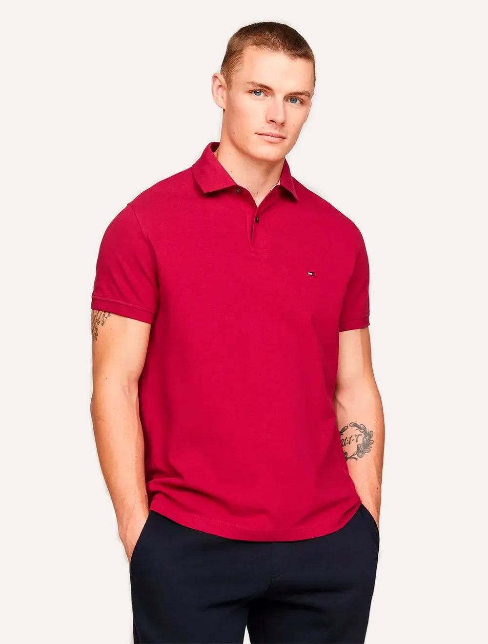 Polo Tommy Hilfiger Masculina Regular Piquet 1985 Vermelho Cereja