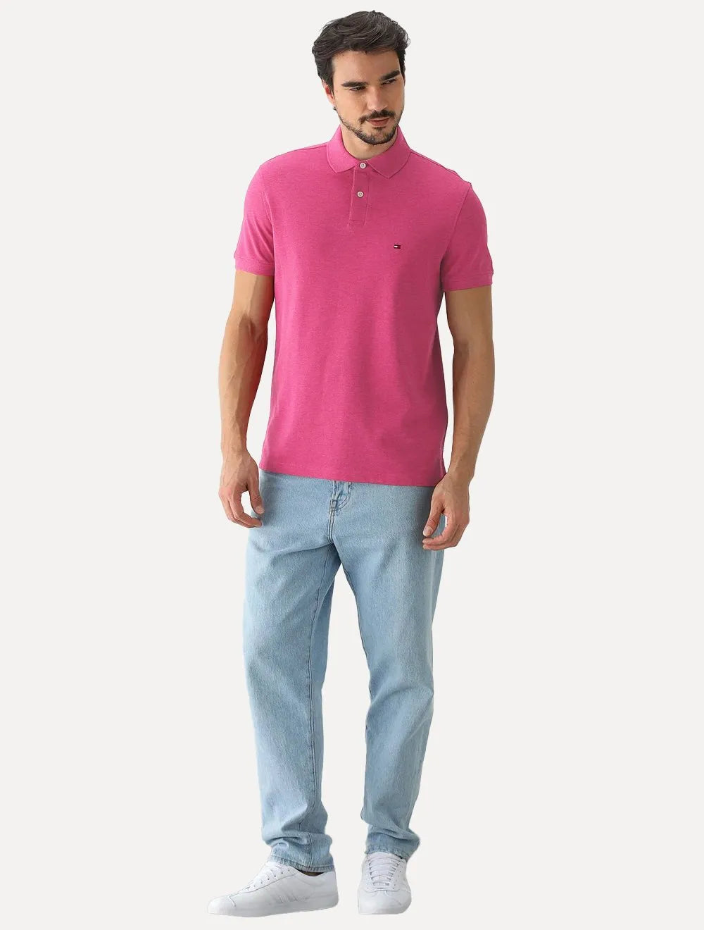 Polo Tommy Hilfiger Masculina Regular Piquet 1985 Rosa