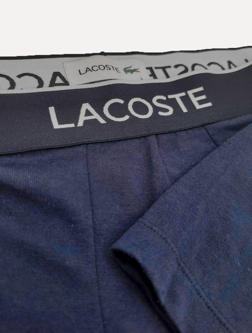 Cuecas Lacoste Boxer Long Colored Lettered Waist Azul Marinho Pack 3UN