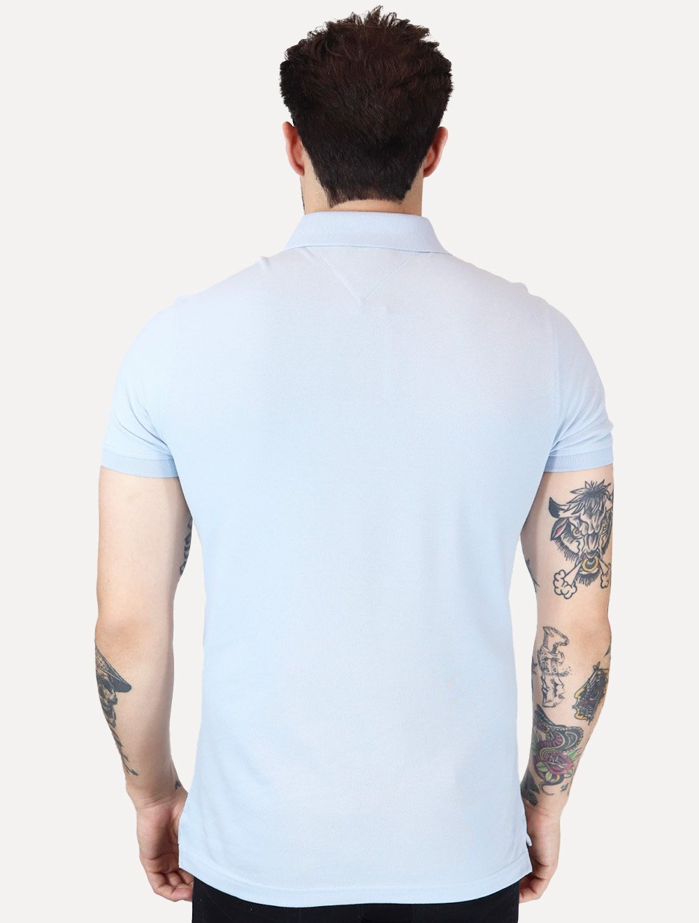 Polo Tommy Hilfiger Masculina Slim Piquet 1985 Azul Céu