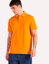 Polo Tommy Hilfiger Masculina Regular Piquet 1985 Laranja Ocre