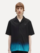 Camisa Fred Perry Masculina Manga Curta Ombre Revere Collar Preta