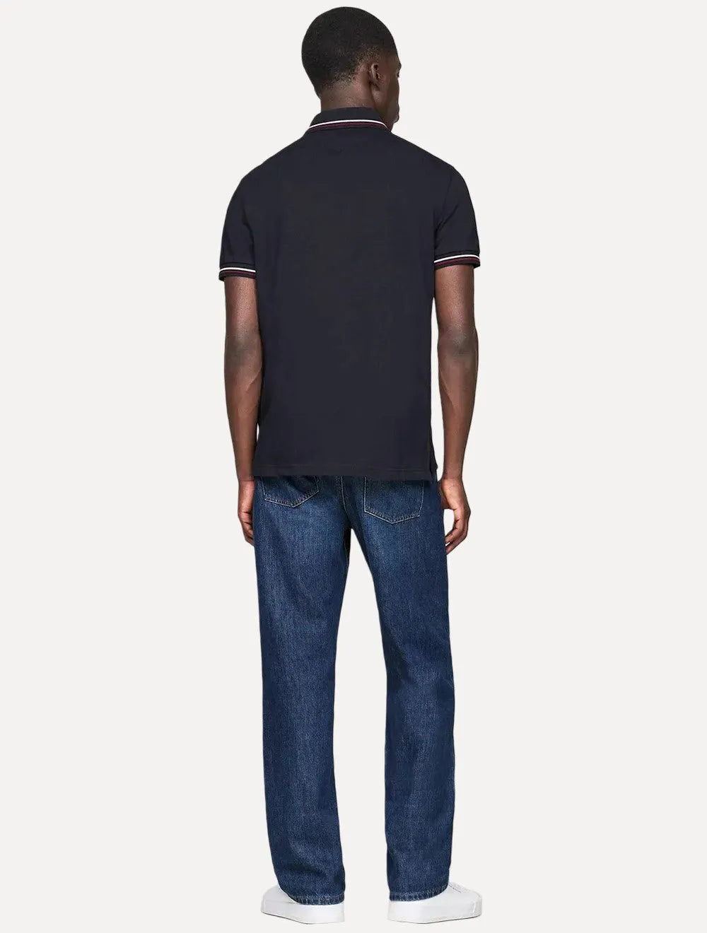 Polo Tommy Hilfiger Masculina Slim Tipped Collar Azul Marinho