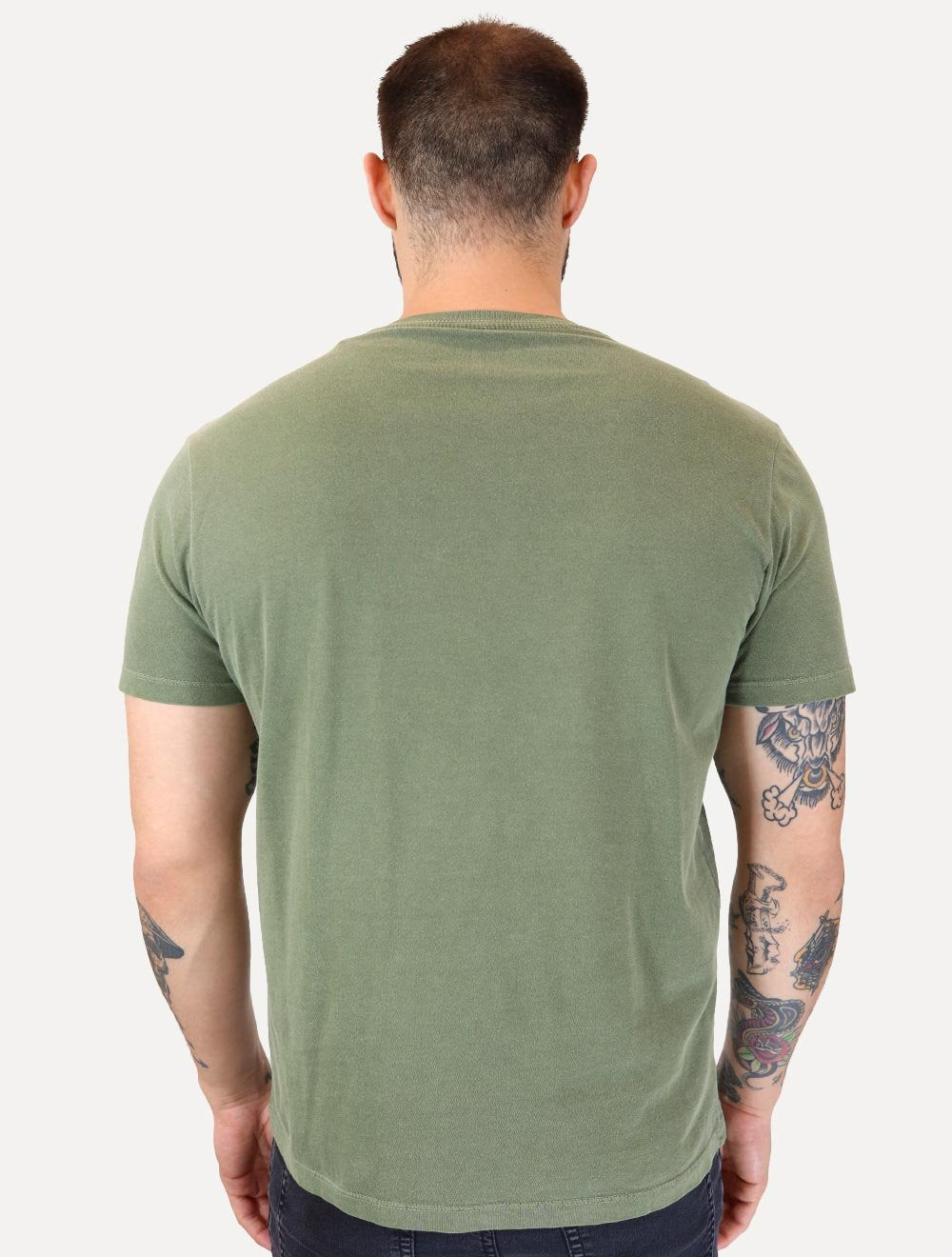 Camiseta Guess Masculina Rubber Est.1981 Stoned Verde