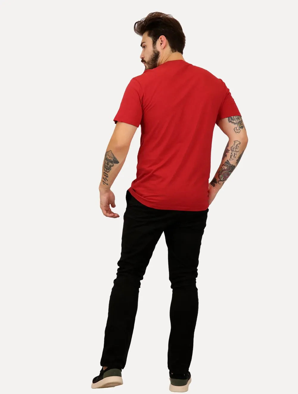 Camiseta Tommy Jeans Masculina Regular Jersey C-Neck Flag Vermelha
