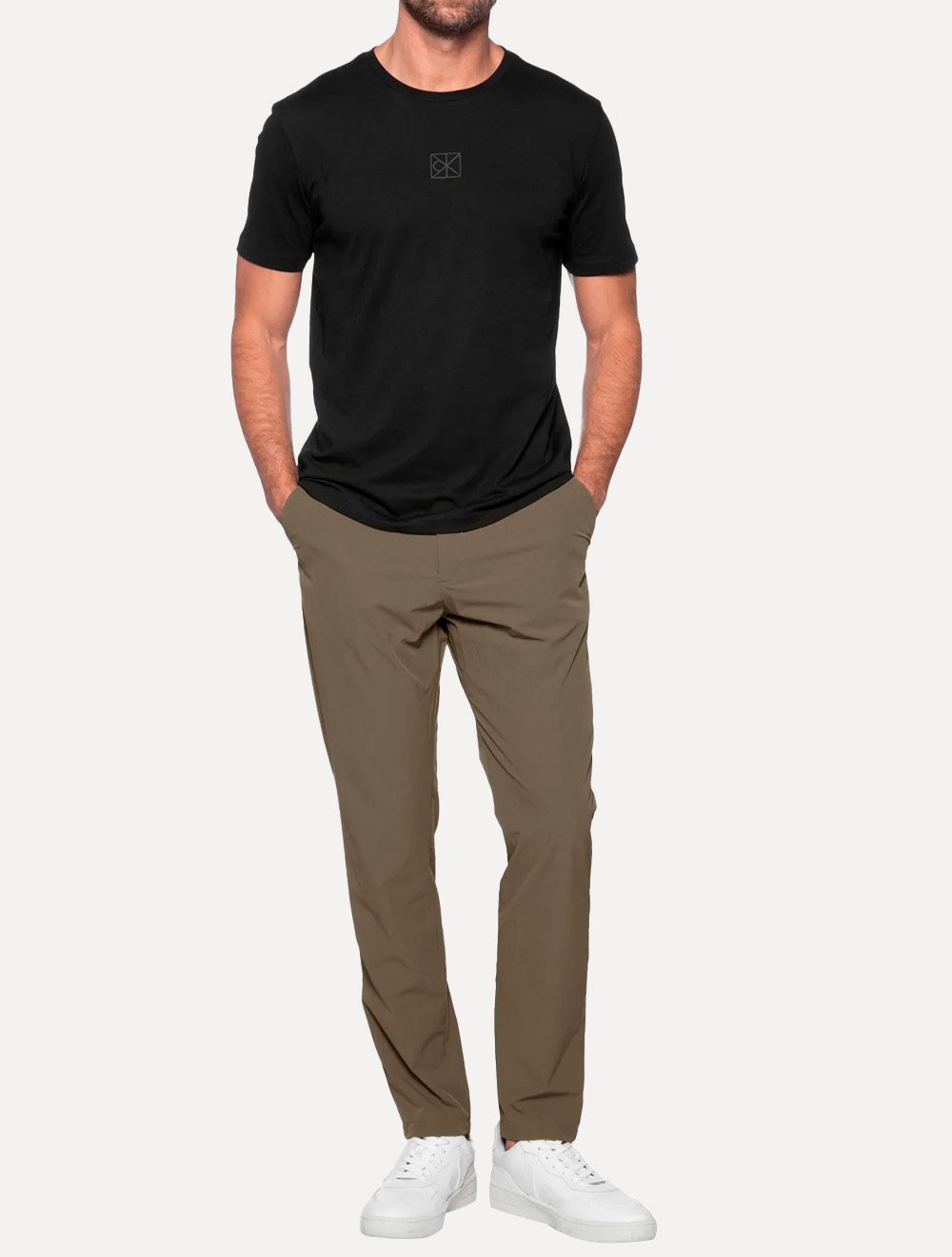 Camiseta Calvin Klein Masculina Center CK Rubber Patch Preta