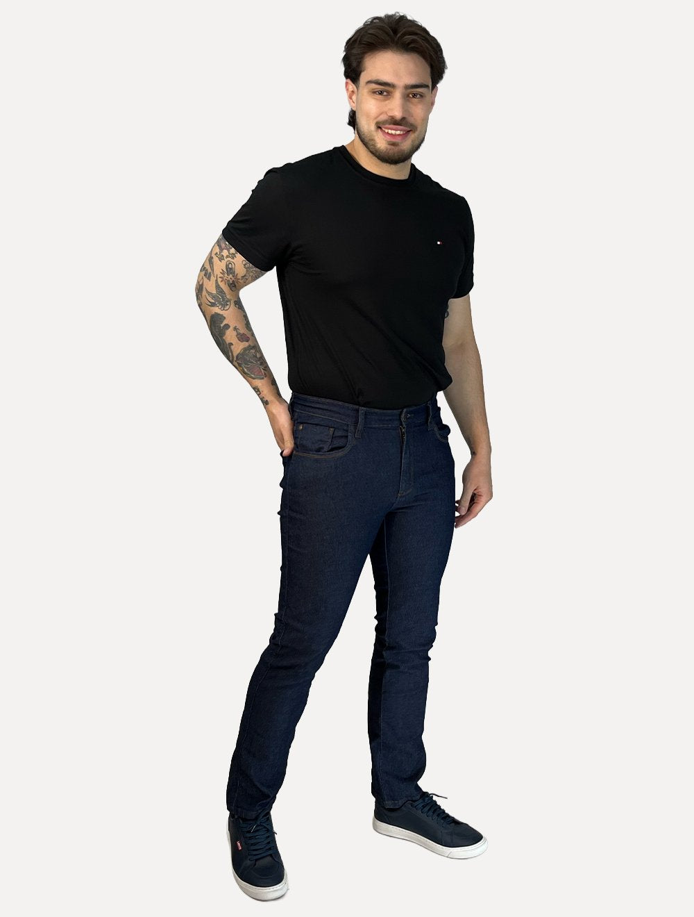 Calça Dudalina Jeans Slim Classica Right 5 Pockets Azul Médio