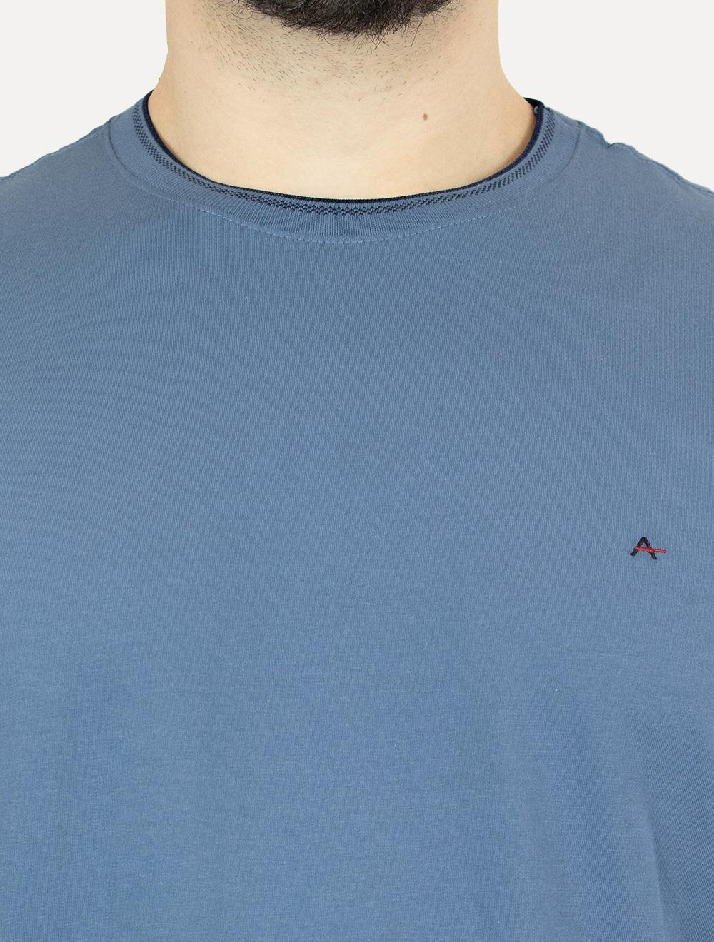 Camiseta Aramis Masculina Navy Friso Gola Azul Médio