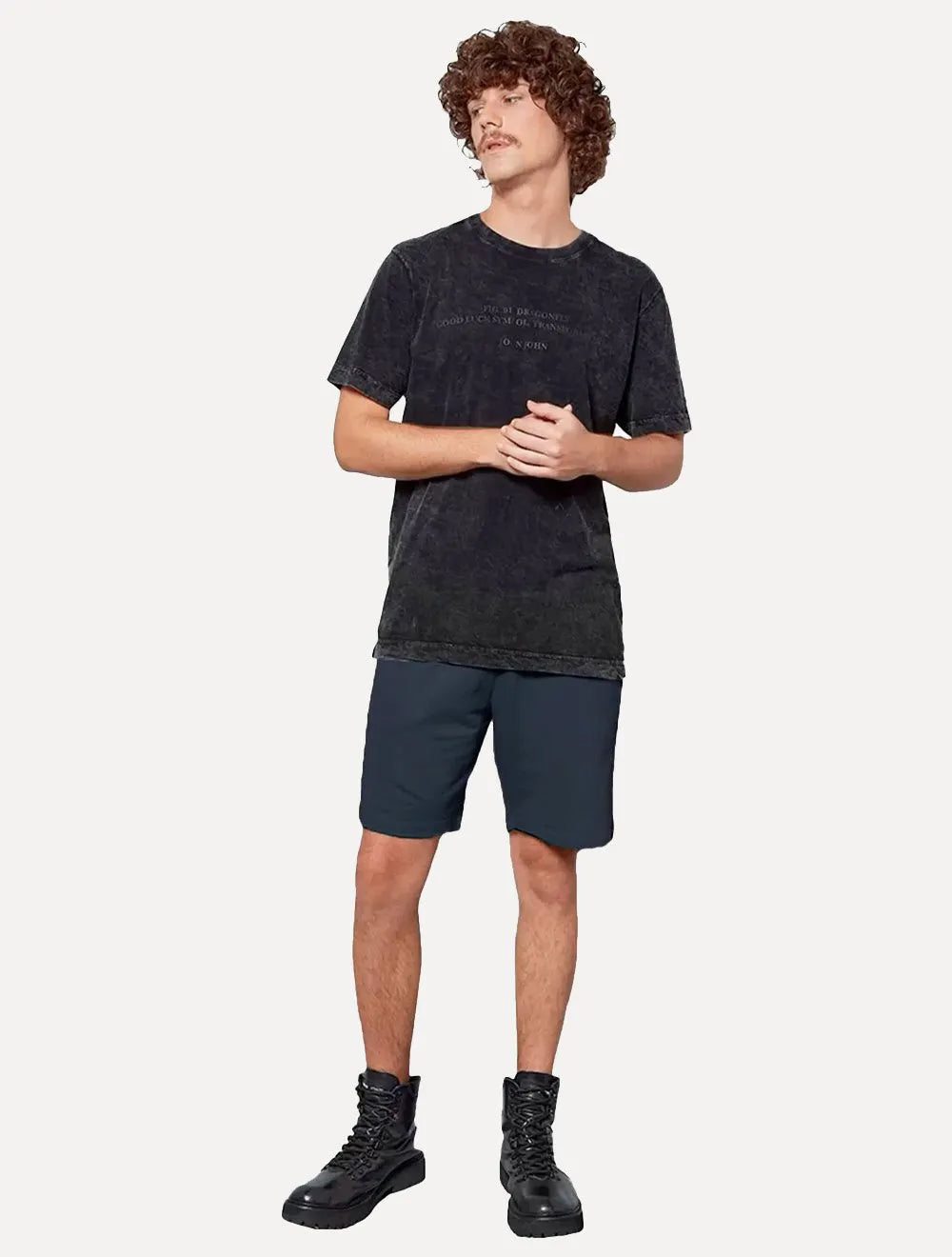 Bermuda John John Masculina Moletom New Basic Print Light Azul Médio