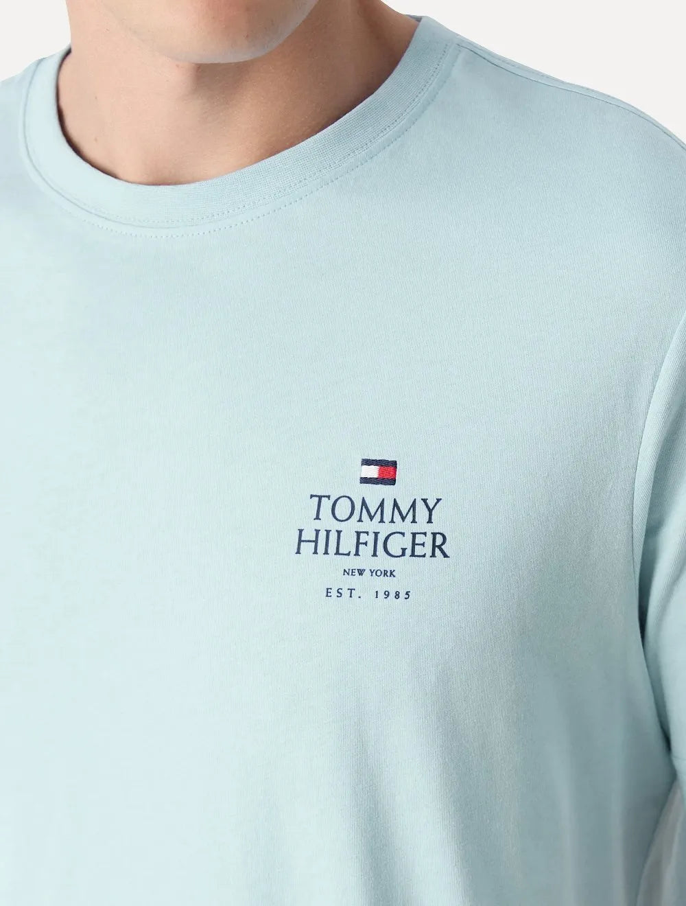 Camiseta Tommy Hilfiger Masculina Stack Brand Love Azul Claro