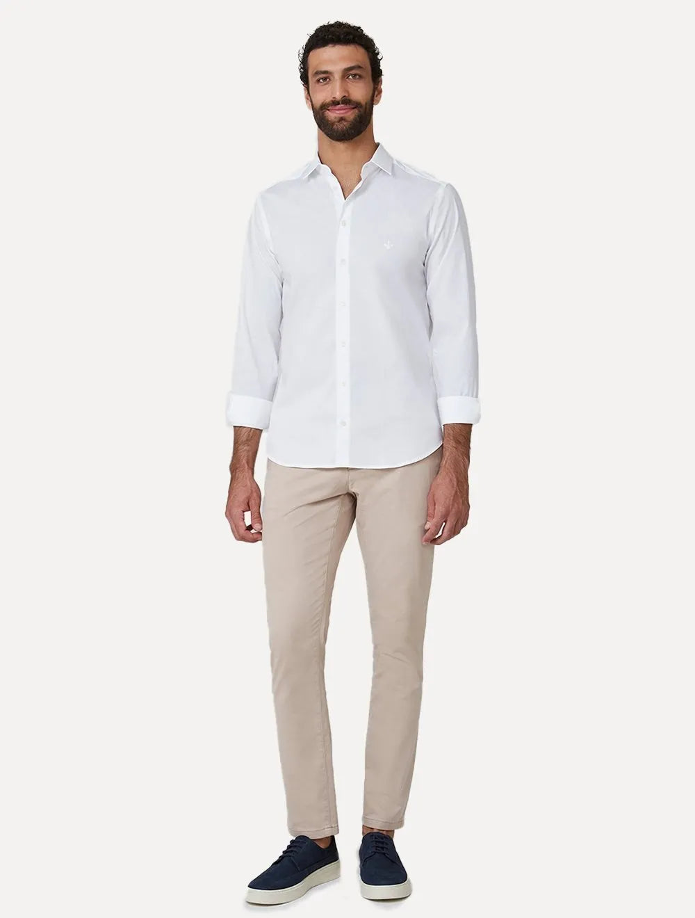 Camisa Dudalina Masculina Milano Tricoline Lisa Stretch Branca