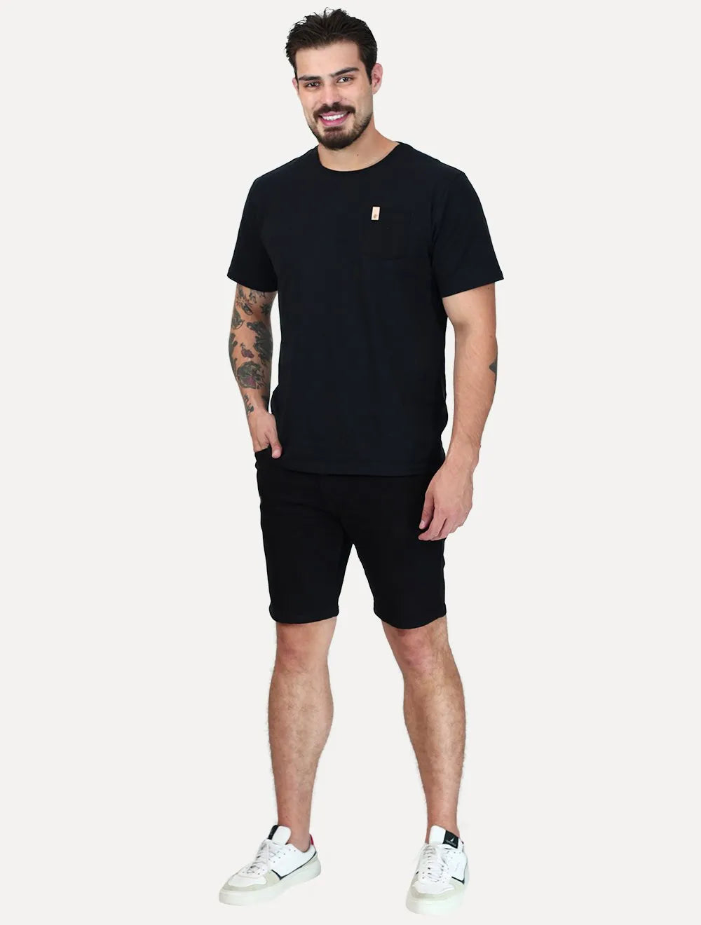 Bermuda Levis Jeans Masculina 412 Slim Shorts Stretch Preta