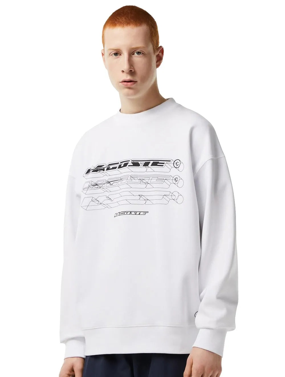 Moletom Lacoste Masculino Crewneck Loose Branded Branco