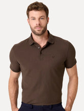 Polo Dudalina Masculina Piquet Essential Color Marrom Médio
