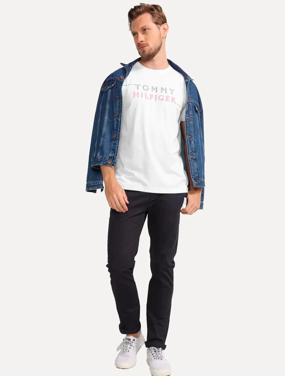 Camiseta Tommy Hilfiger Masculina 3D Large Corp Logo Branca