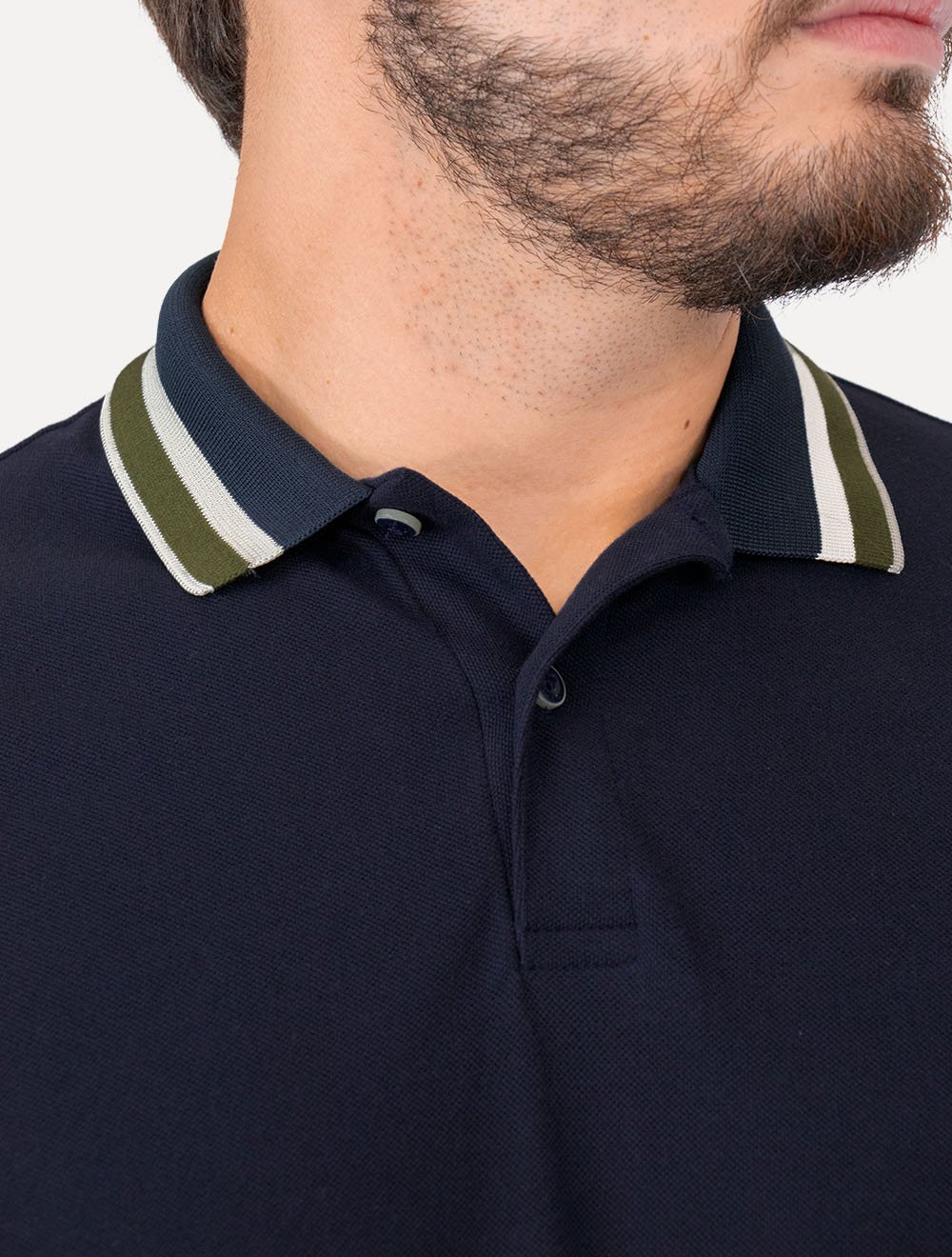 Polo Aramis Masculina Piquet Duplo Friso Move Azul Marinho