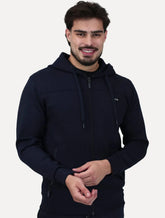 Conjunto Dixen Agasalho Moletom Jaqueta com Zíper Capuz Azul Marinho