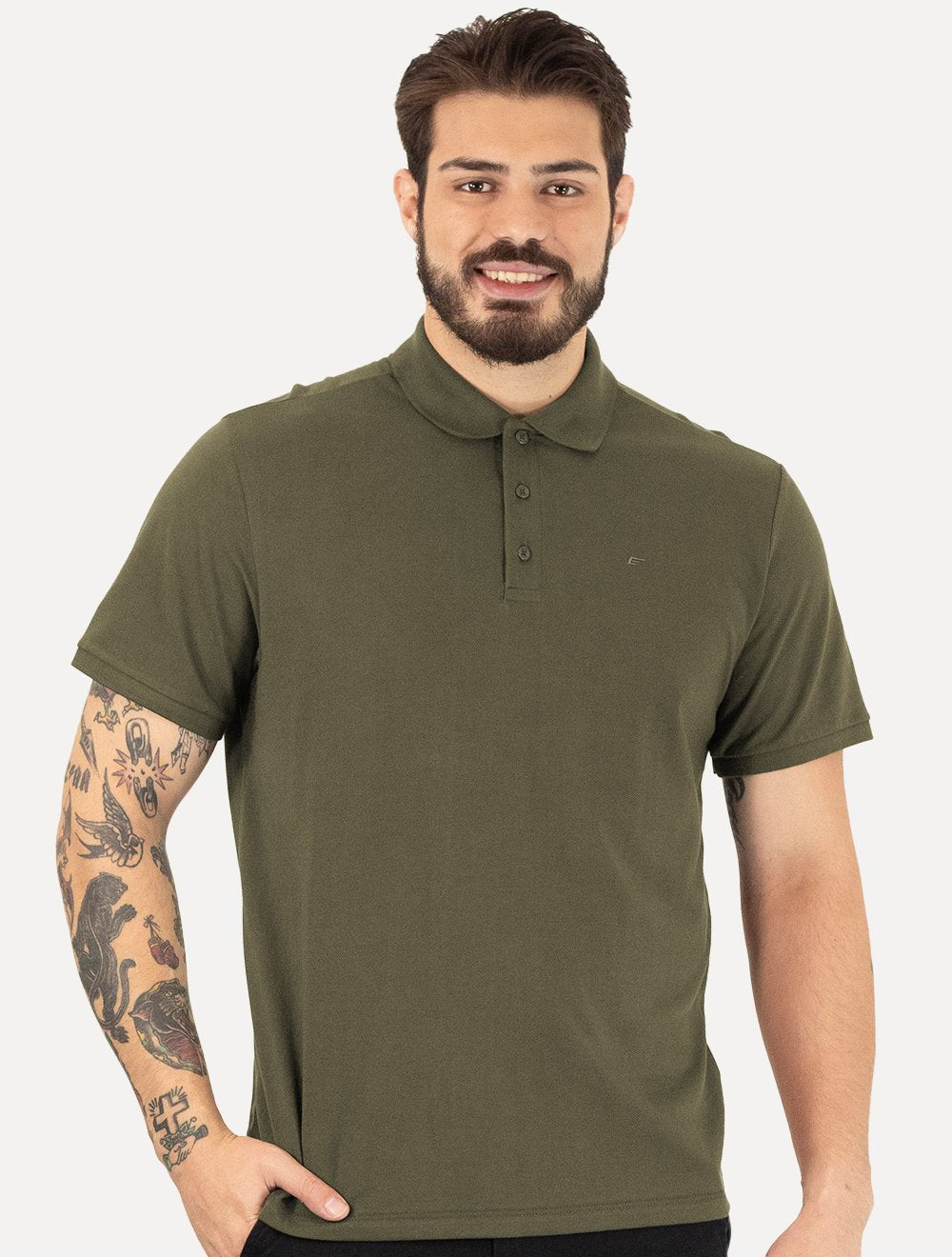 Polo Ellus Masculina Piquet Classic Easa Verde Floresta
