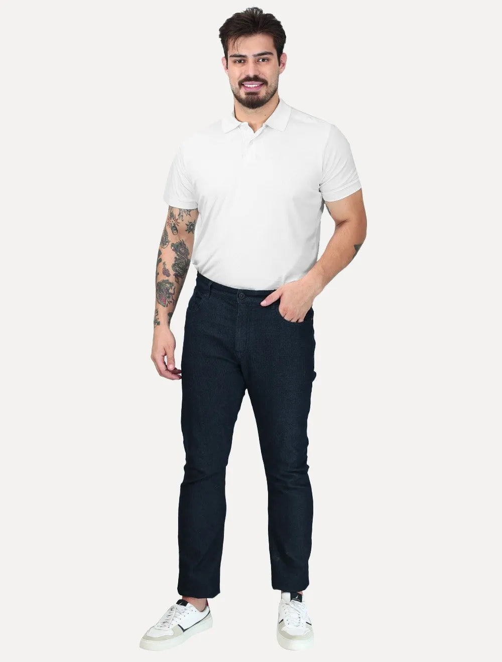 Calça King & Joe Jeans Masculina Regular Smoke Black Azul Marinho