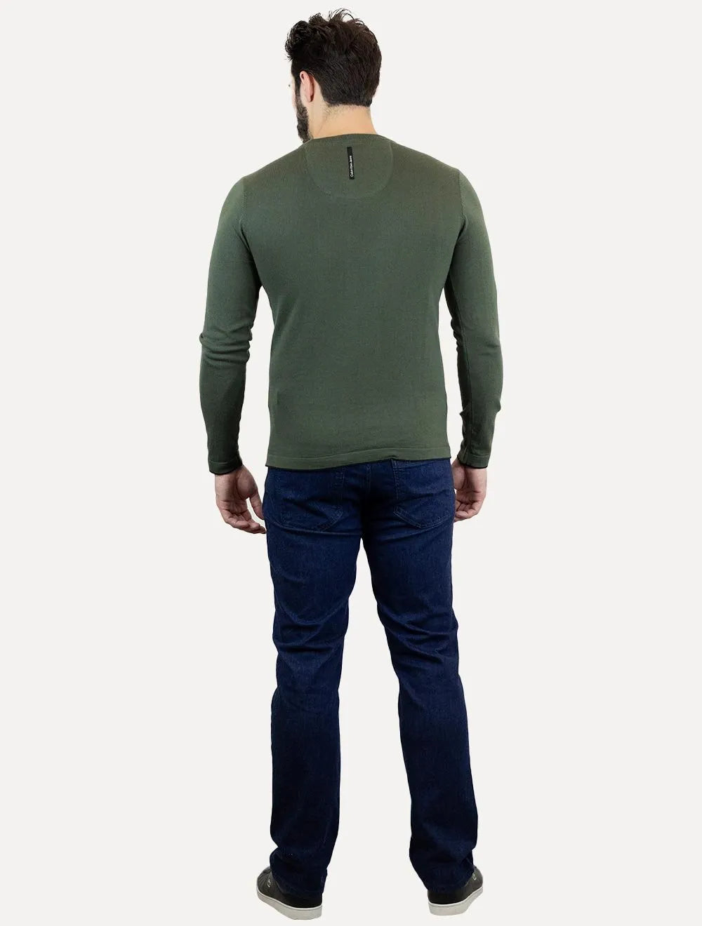 Suéter Calvin Klein Jeans Masculino Tricot Logo Reissue Verde Militar