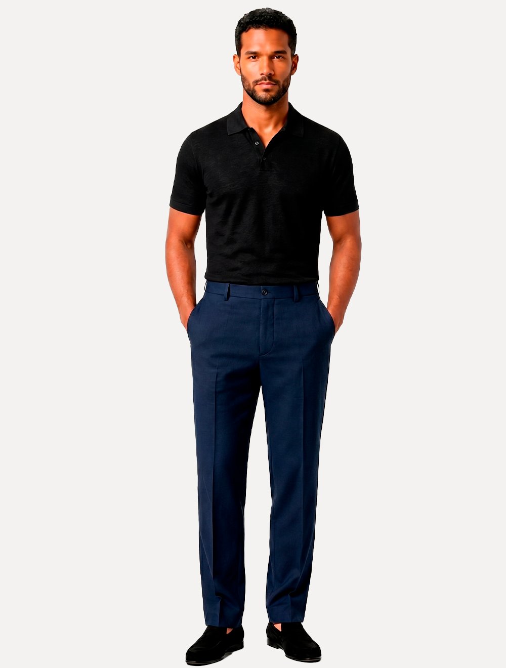 Calça Calvin Klein Masculina Viscose Linho Botão Azul Marinho