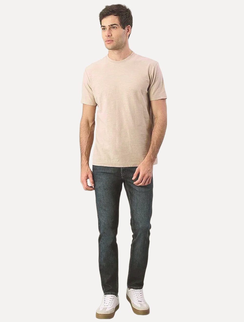 Camiseta Calvin Klein Jeans Masculina Flamê Etiqueta Cáqui Claro