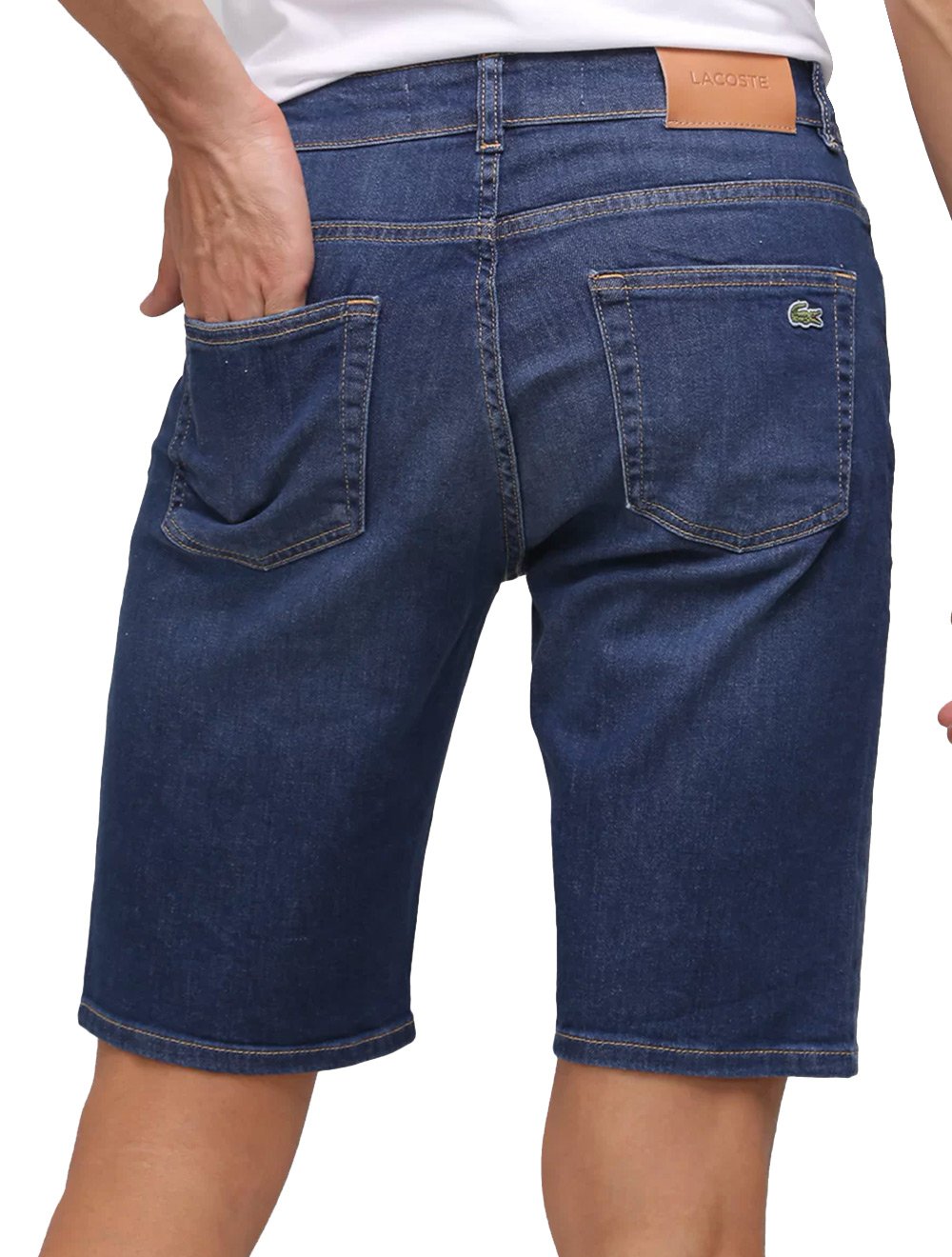 Bermuda Lacoste Jeans Masculina Slim Stretch Azul Escuro