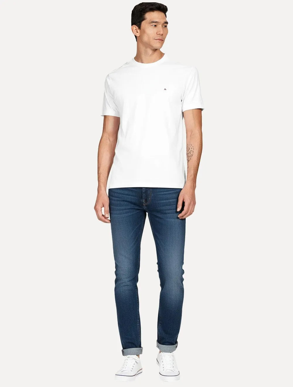 Camiseta Aramis Masculina Basic Lisa Dark Logo Branca