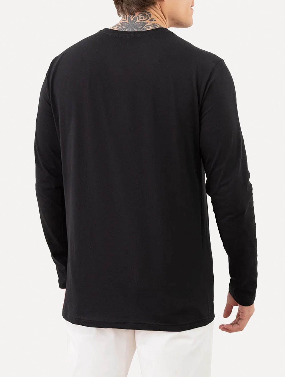 Camiseta King & Joe Masculina Manga Longa Basic Light Small Logo Preta