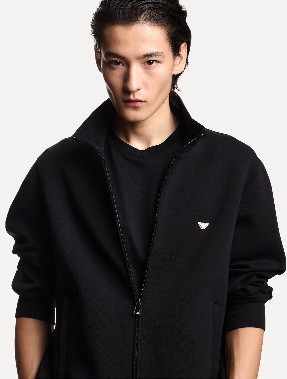 Blusa Moletom Emporio Armani Masculina Essential Full Zip Preta